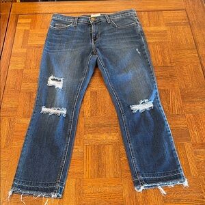 Current/Elliott The Cropped Straight  Medium Blue Denim Jeans 27